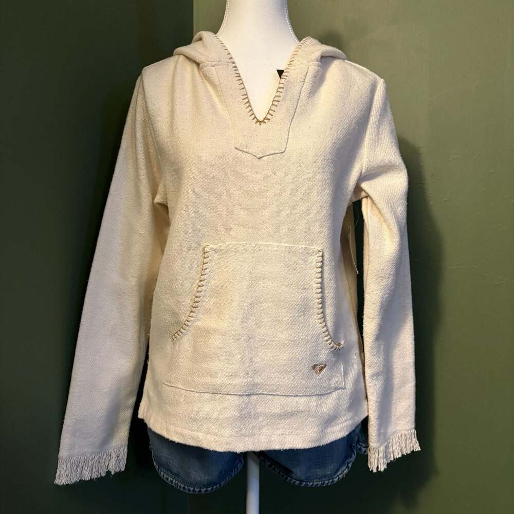 Roxy Women's Size S Cream Woven Baja Hoodie Pullover